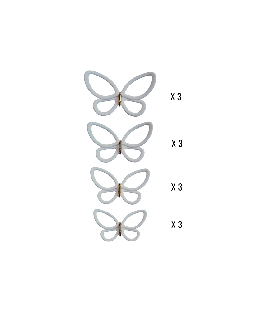 Decoro murale 3d "white metal butterflies"